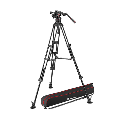 Manfrotto 612 Nitrotech Fluid Video Head and Aluminium Twin Leg Tripod with Middle Spreader