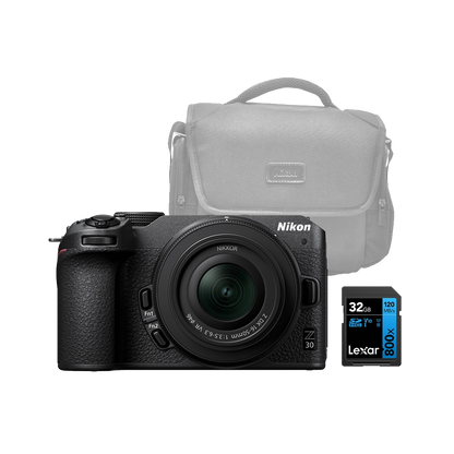 Nikon Z30 Mirrorless Camera Body with 16-50mm f3.5-6.3 Lens and Bag and 32gb SD Card