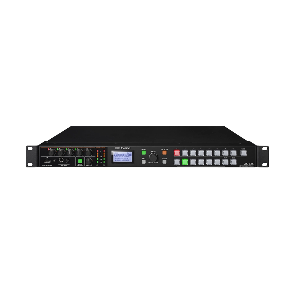 Roland 6-Channel HD Video Switcher with Audio Mixer & PTZ Camera Control (1 RU)