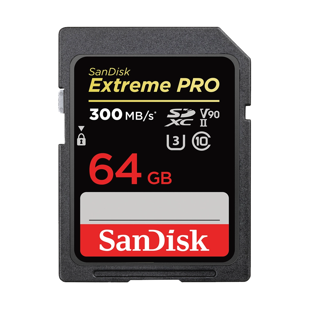 SanDisk 64GB Extreme PRO 300MB/s UHS-II V90 SDHC Memory Card